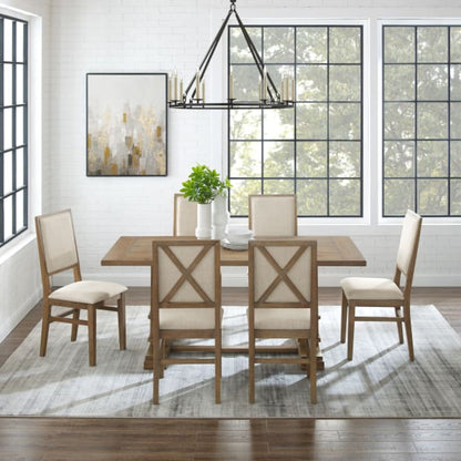 Crosley Joanna 126 Inch 7pc Dining Set Rustic-Brown -  KF13067RB-RB