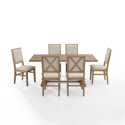 Crosley Joanna 126 Inch 7pc Dining Set Rustic-Brown -  KF13067RB-RB