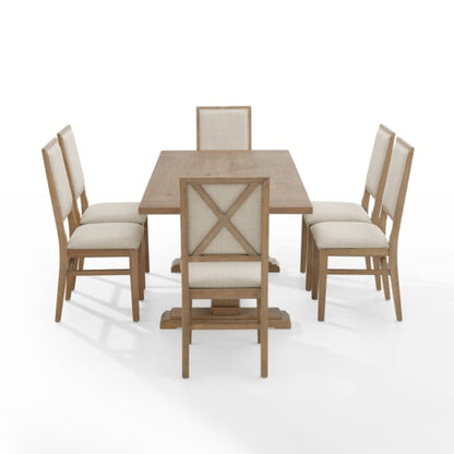 Crosley Joanna 126 Inch 7pc Dining Set Rustic-Brown -  KF13067RB-RB