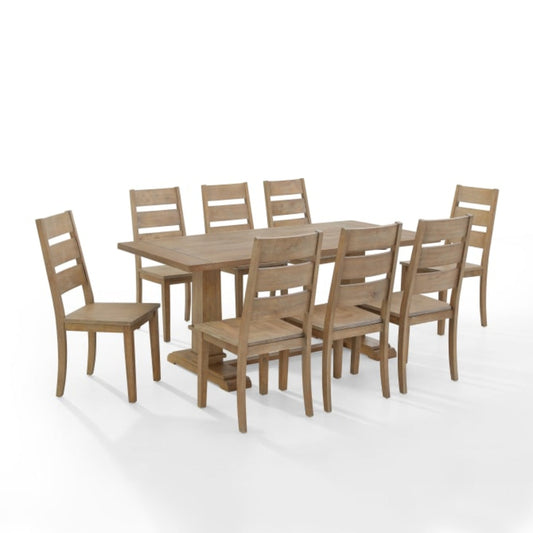 Crosley Joanna 128 Inch 9pc Dining Set Rustic-Brown -  KF13068RB-RB