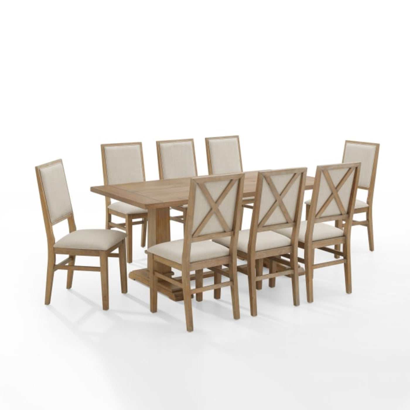 Crosley Joanna 126 Inch 9pc Dining Set Rustic-Brown -  KF13069RB-RB