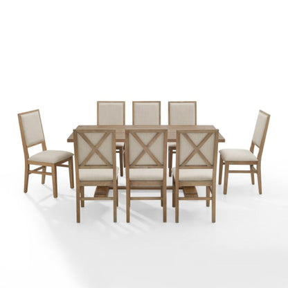 Crosley Joanna 126 Inch 9pc Dining Set Rustic-Brown -  KF13069RB-RB