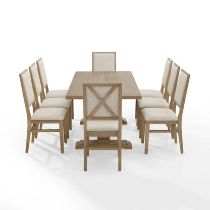 Crosley Joanna 126 Inch 9pc Dining Set Rustic-Brown -  KF13069RB-RB