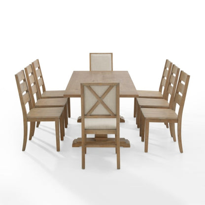 Crosley Joanna 126 Inch 9pc Dining Set Rustic-Brown - KF13071RB-RB