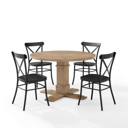 Crosley Joanna 98 Inch 5pc Round Dining Set W/Camille Chairs Matte-Black - KF20007RB-MB