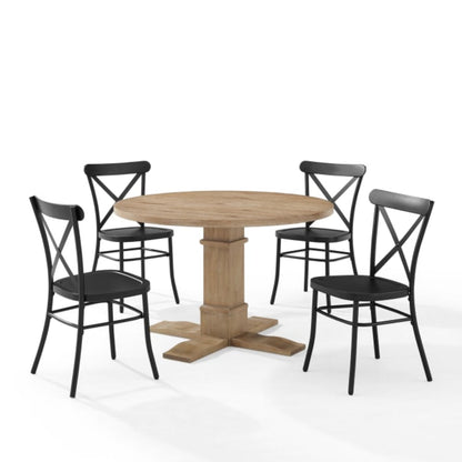 Crosley Joanna 98 Inch 5pc Round Dining Set W/Camille Chairs Matte-Black - KF20007RB-MB
