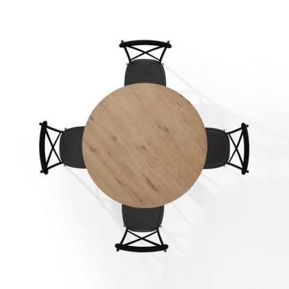 Crosley Joanna 98 Inch 5pc Round Dining Set W/Camille Chairs Matte-Black - KF20007RB-MB