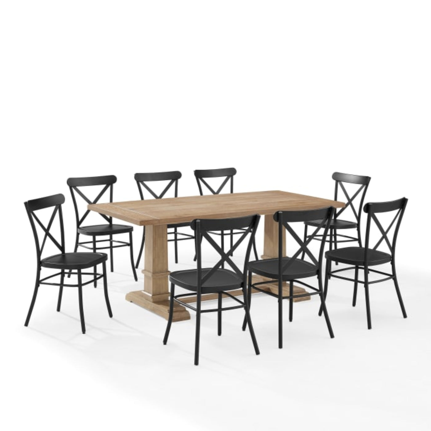 Crosley Joanna 123 Inch 9pc Dining Set W/Camille Chairs Matte-Black -  KF20009RB-MB