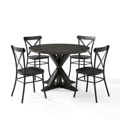 Crosley Hayden 98 Inch 5pc Round Dining Set W/Camille Chairs Matte-Black - KF20010SL-MB