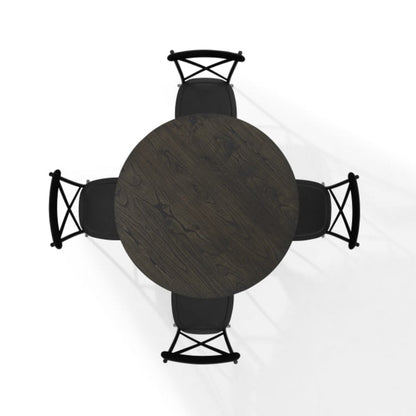 Crosley Hayden 98 Inch 5pc Round Dining Set W/Camille Chairs Matte-Black - KF20010SL-MB