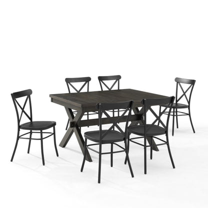 Crosley Hayden 123 Inch 7pc Dining Set W/Camille Chairs Matte-Black - KF20011SL-MB