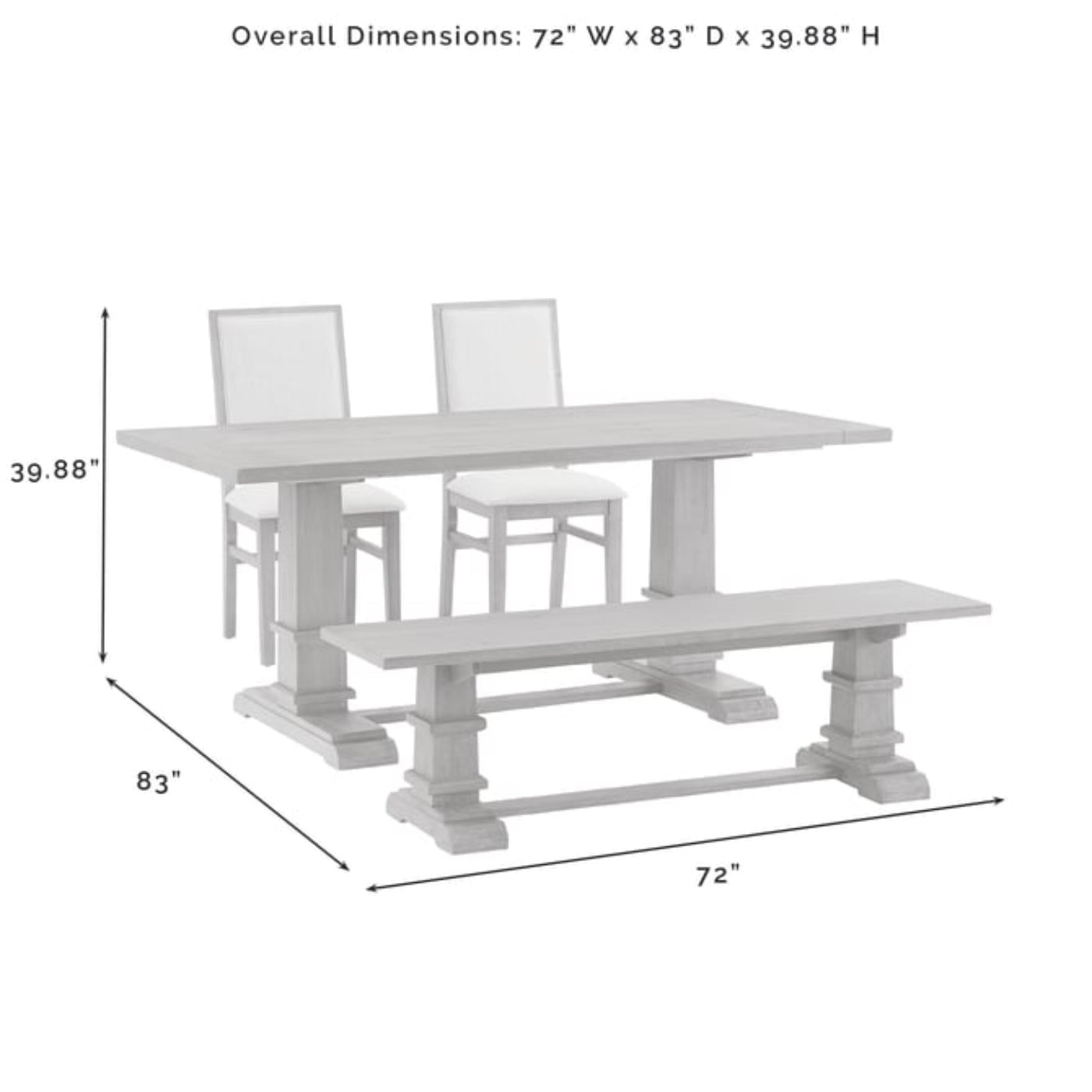 Crosley Joanna 72 Inch 4pc Dining Set Rustic-Brown - KF20018RB