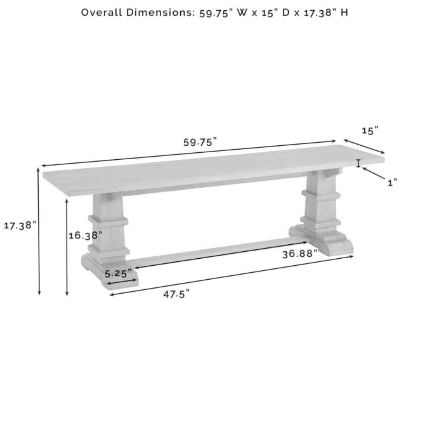 Crosley Joanna 72 Inch 3pc Dining Set Rustic-Brown - KF20019RB