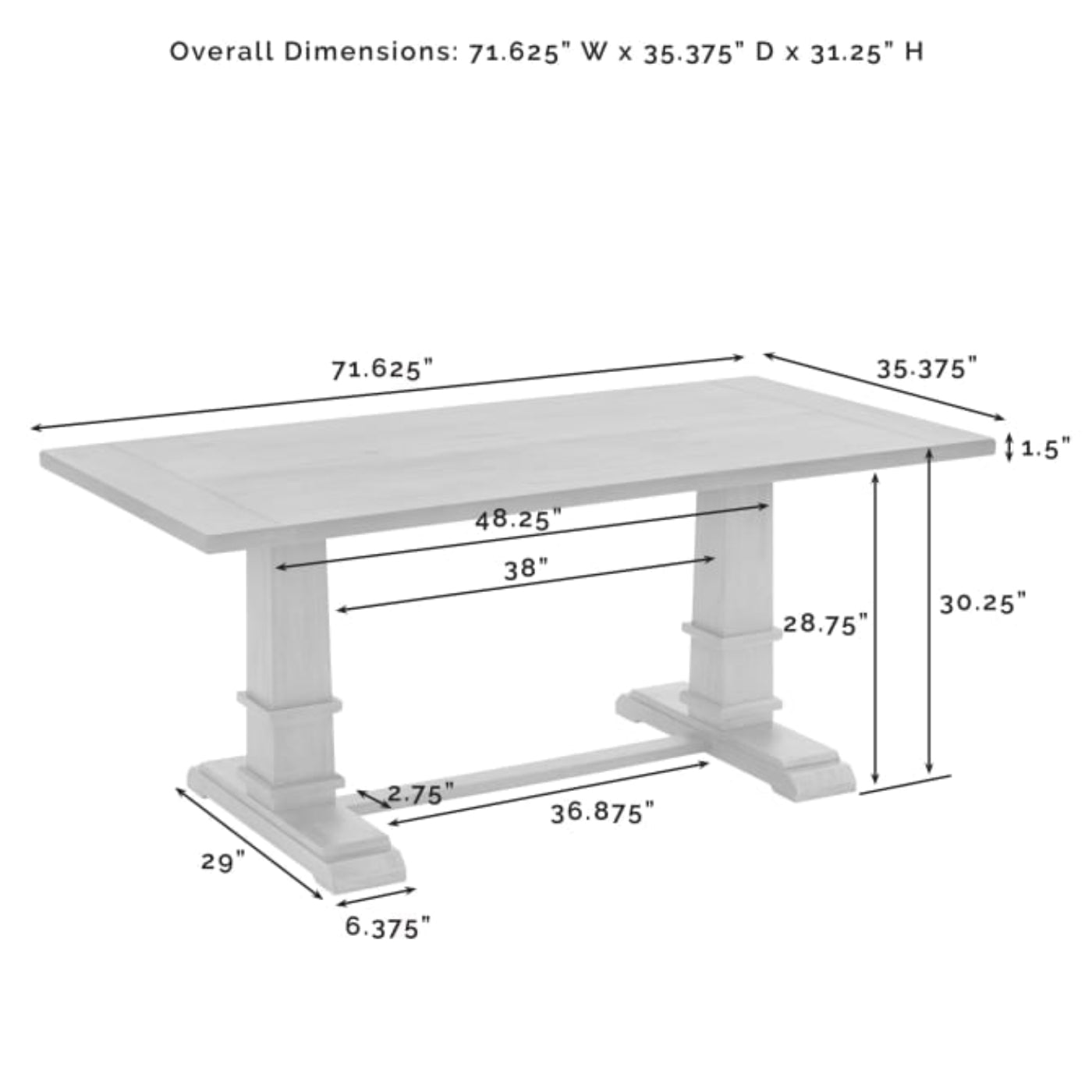 Crosley Joanna 72 Inch 3pc Dining Set Rustic-Brown - KF20019RB