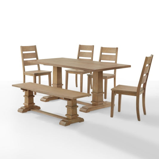 Crosley Joanna 128 Inch 6pc Dining Set Rustic-Brown - KF20020RB