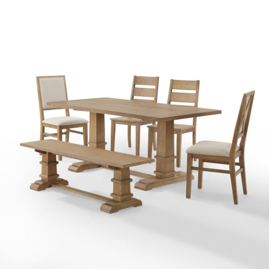 Crosley Joanna 128 Inch 6pc Dining Set Rustic-Brown - KF20022RB