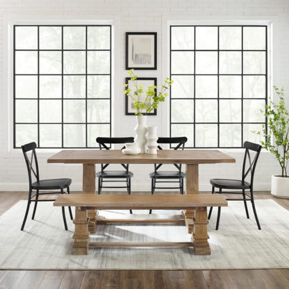 Crosley Joanna 121 Inch 6pc Dining Set W/Camille Chairs Matte-Black - KF20023RB-MB