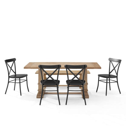 Crosley Joanna 121 Inch 6pc Dining Set W/Camille Chairs Matte-Black - KF20023RB-MB