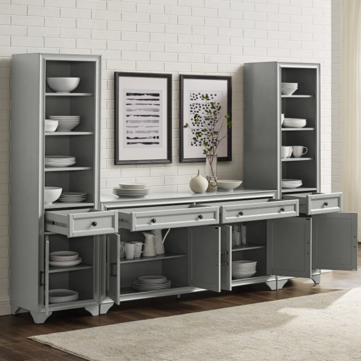 Crosley Tara 3pc Sideboard And Bookcase Set - KF33014