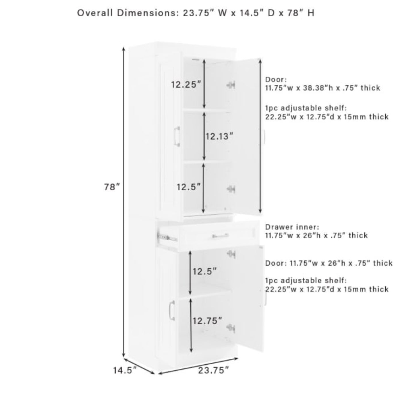 Crosley Stanton 3pc Sideboard And Pantry Set White - KF33035WH