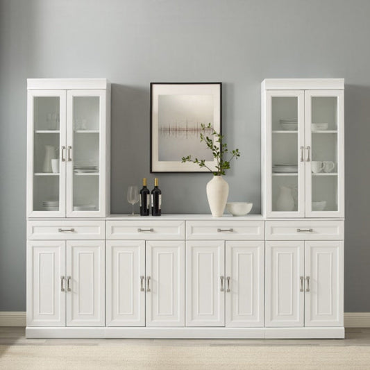 Crosley Stanton 3pc Sideboard And Glass Door Pantry Set White - KF33036WH