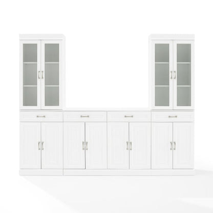 Crosley Stanton 3pc Sideboard And Glass Door Pantry Set White - KF33036WH