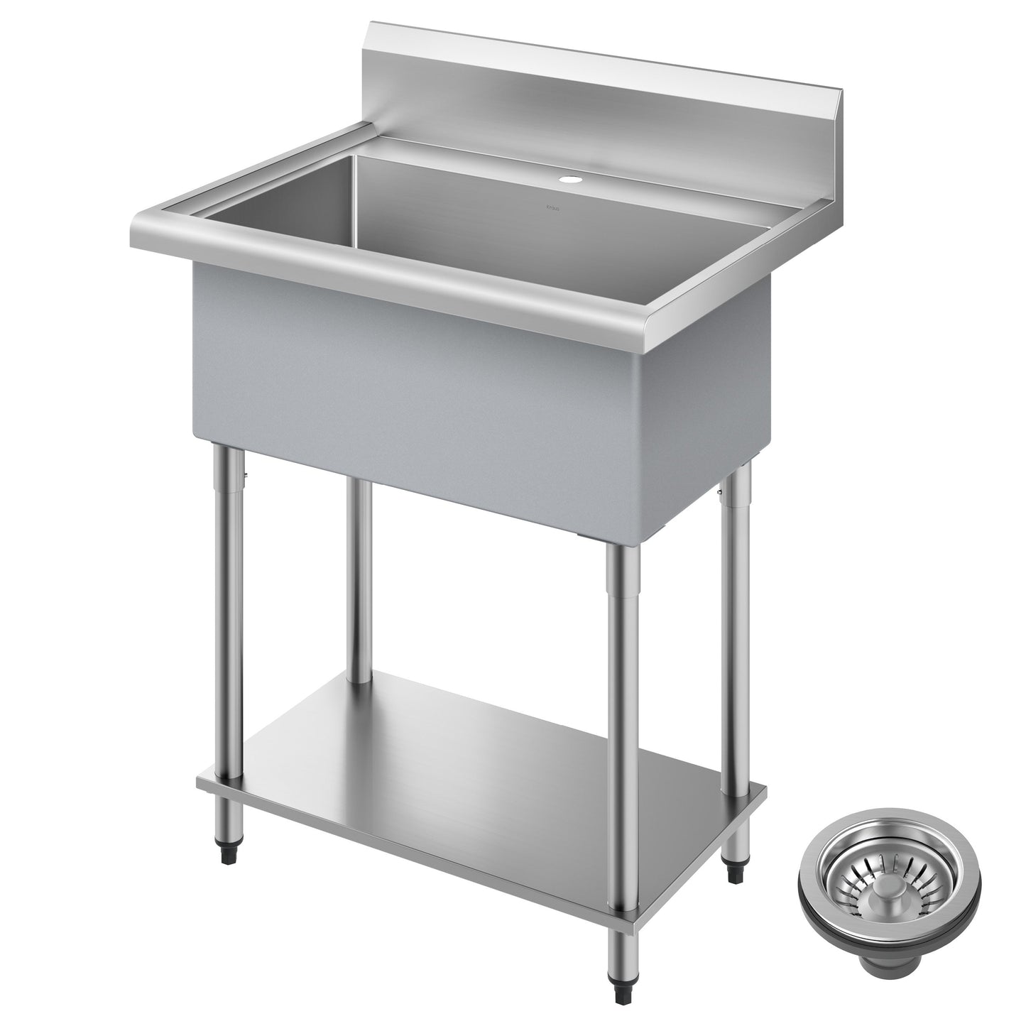KRAUS Standart Pro 32” 18-Gauge Stainless Steel Single Bowl Commercial Style Laundry Utility Sink - KHS230-32