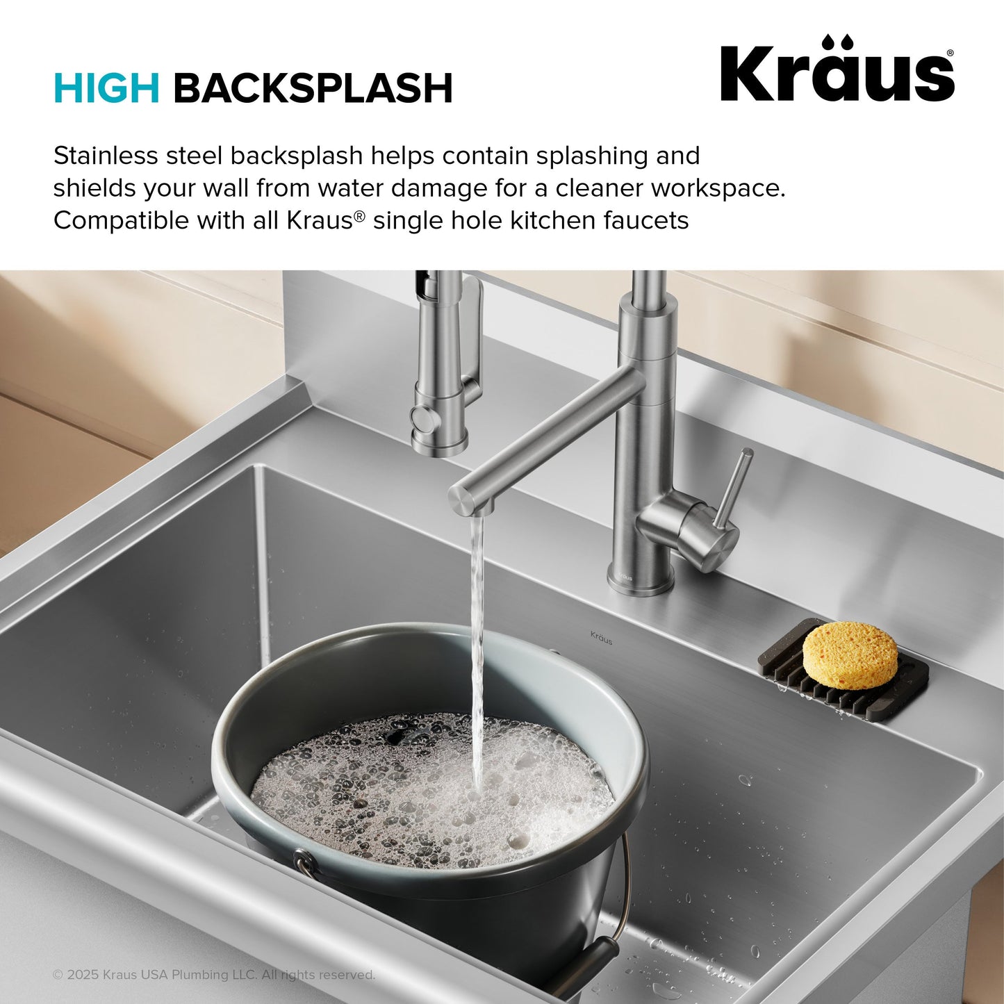 KRAUS Standart Pro 32” 18-Gauge Stainless Steel Single Bowl Commercial Style Laundry Utility Sink - KHS230-32