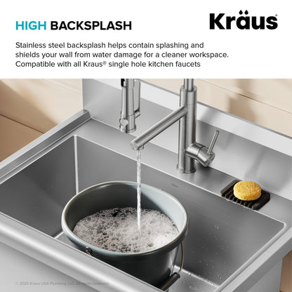 KRAUS Standart Pro 32” 18-Gauge Stainless Steel Single Bowl Commercial Style Laundry Utility Sink - KHS230-32