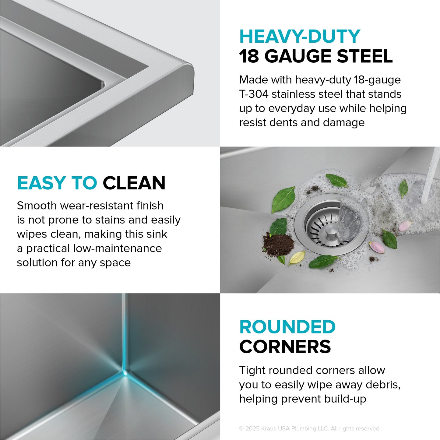 KRAUS Standart Pro 32” 18-Gauge Stainless Steel Single Bowl Commercial Style Laundry Utility Sink - KHS230-32