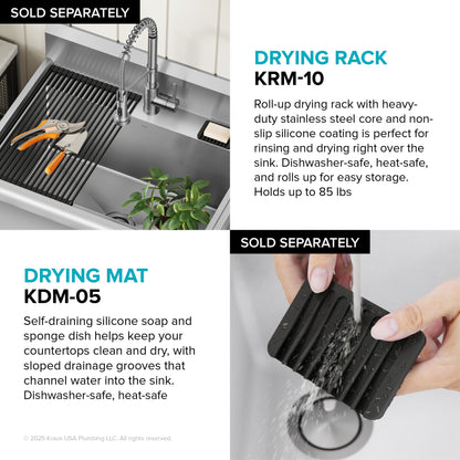 KRAUS Standart Pro 32” 18-Gauge Stainless Steel Single Bowl Commercial Style Laundry Utility Sink - KHS230-32