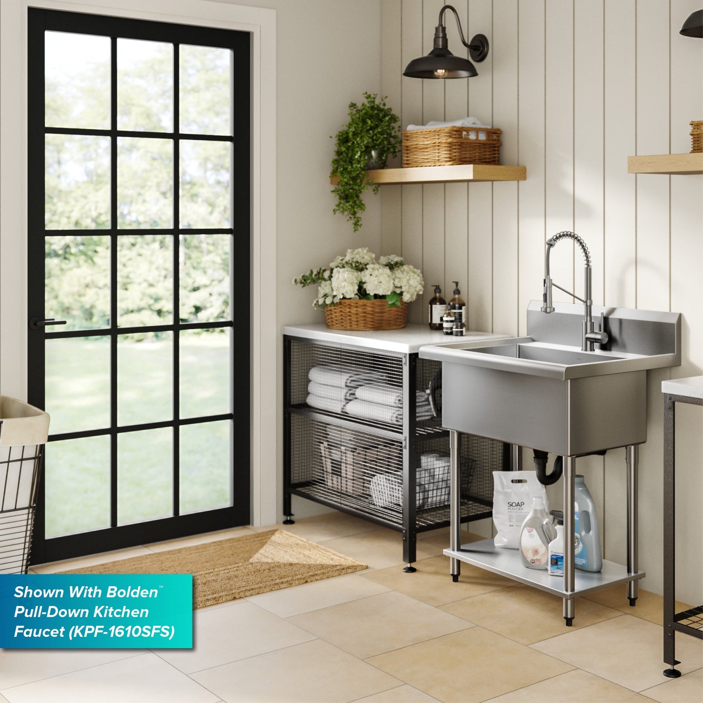 KRAUS Standart Pro 32” 18-Gauge Stainless Steel Single Bowl Commercial Style Laundry Utility Sink - KHS230-32