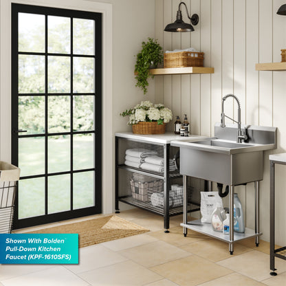 KRAUS Standart Pro 32” 18-Gauge Stainless Steel Single Bowl Commercial Style Laundry Utility Sink - KHS230-32