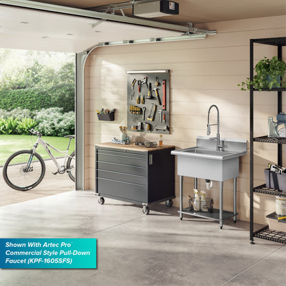 KRAUS Standart Pro 32” 18-Gauge Stainless Steel Single Bowl Commercial Style Laundry Utility Sink - KHS230-32