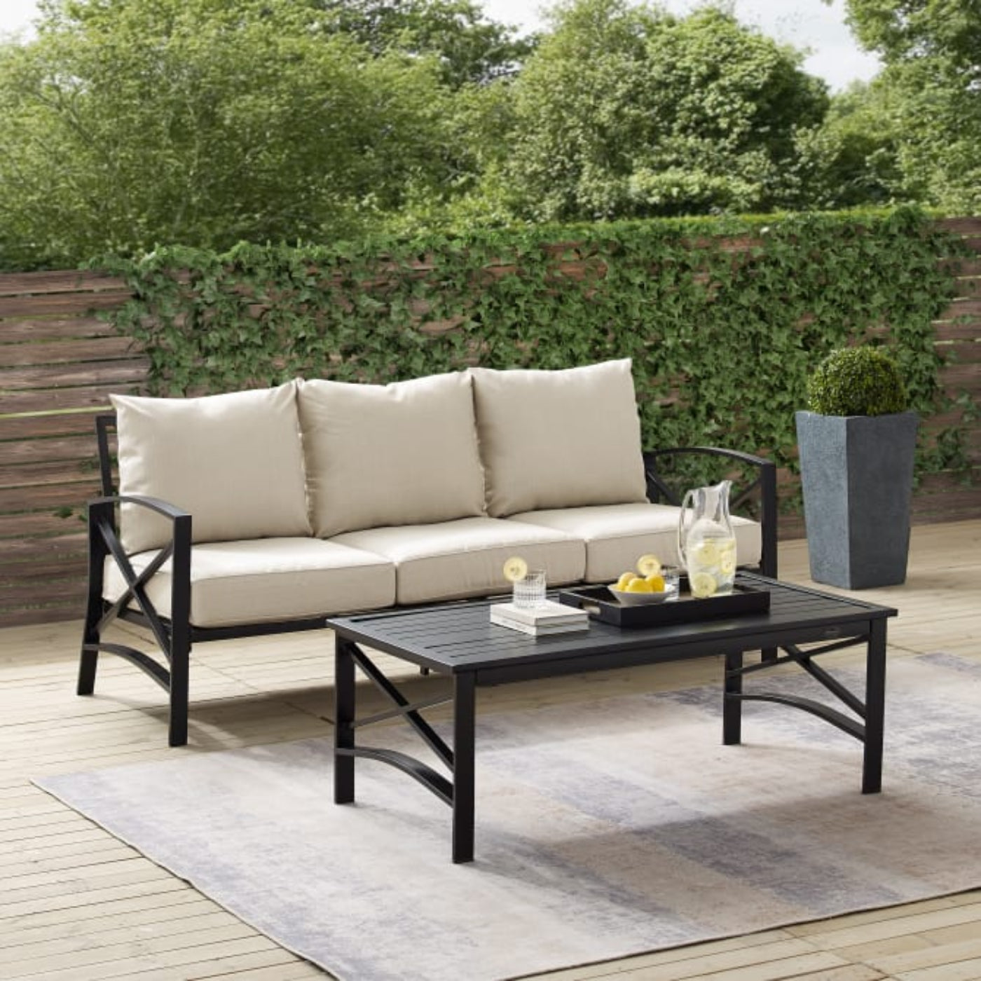 Crosley Kaplan 79 Inch 2pc Outdoor Metal Sofa Set - KO60029WH
