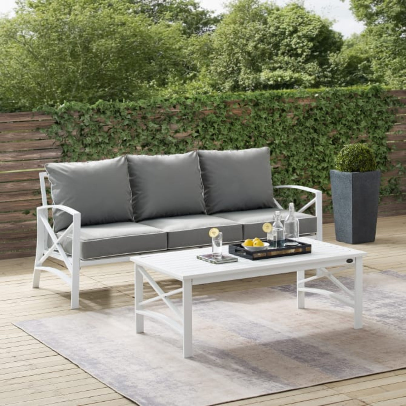 Crosley Kaplan 79 Inch 2pc Outdoor Metal Sofa Set - KO60029WH