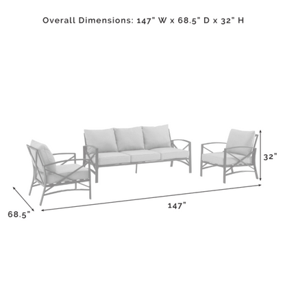 Crosley Kaplan 147 Inch 3pc Outdoor Metal Sofa Set - KO60030BZ
