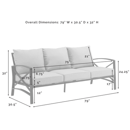 Crosley Kaplan 147 Inch 3pc Outdoor Metal Sofa Set - KO60030BZ