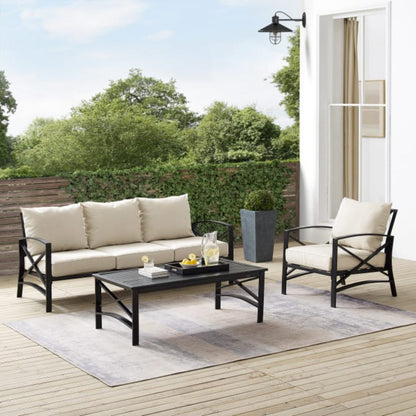 Crosley Kaplan 119 Inch 3pc Outdoor Metal Sofa Set - KO60031BZ