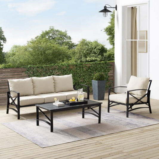 Crosley Kaplan 119 Inch 3pc Outdoor Metal Sofa Set - KO60031BZ