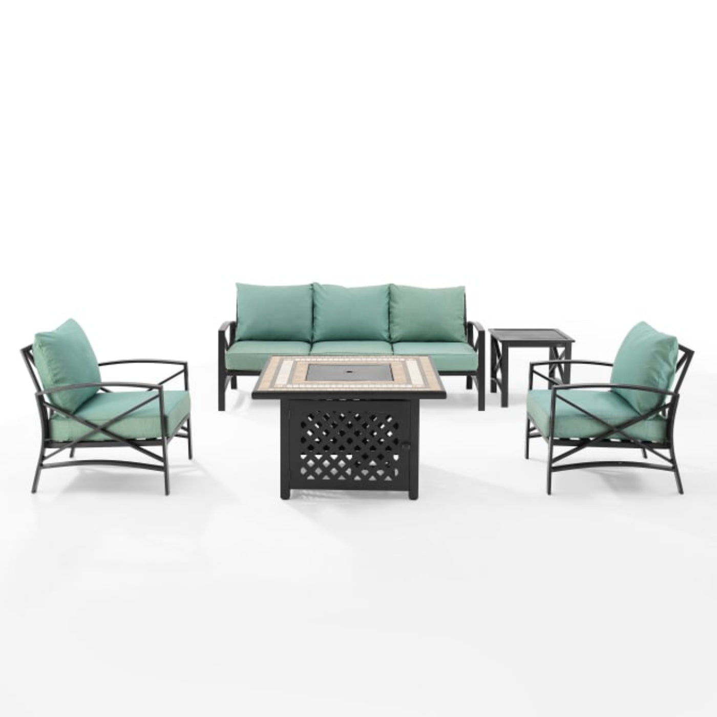 Crosley Kaplan 147 Inch 5pc Outdoor Metal Sofa Set W/Fire Table - KO60034