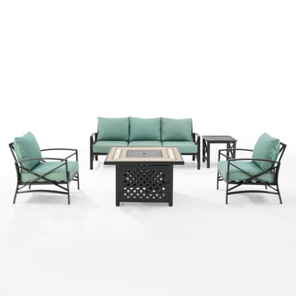 Crosley Kaplan 147 Inch 5pc Outdoor Metal Sofa Set W/Fire Table - KO60034