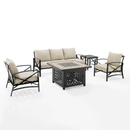 Crosley Kaplan 147 Inch 5pc Outdoor Metal Sofa Set W/Fire Table - KO60034