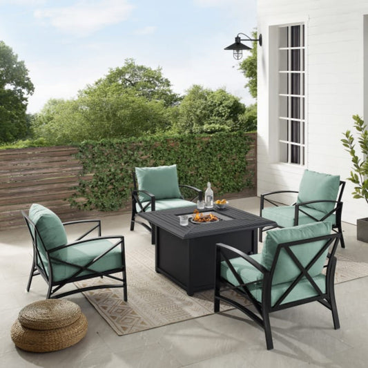 Crosley Kaplan 140 Inch 5pc Outdoor Metal Conversation Set W/Fire Table - KO60035BZ