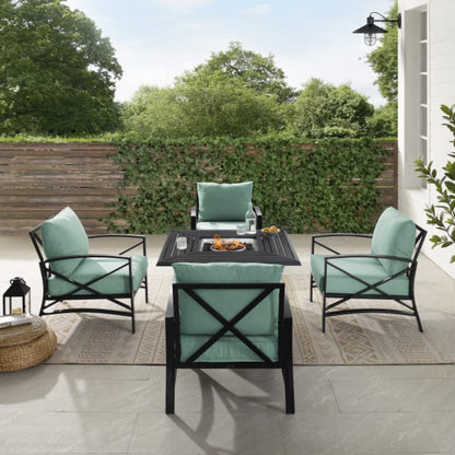 Crosley Kaplan 140 Inch 5pc Outdoor Metal Conversation Set W/Fire Table - KO60035BZ