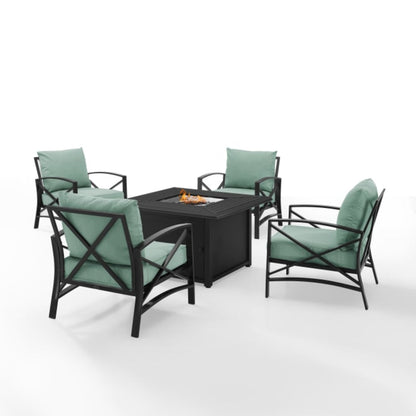 Crosley Kaplan 140 Inch 5pc Outdoor Metal Conversation Set W/Fire Table - KO60035BZ