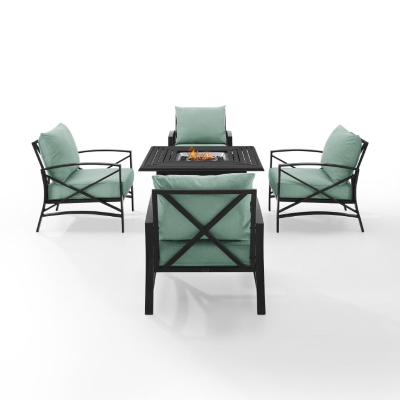 Crosley Kaplan 140 Inch 5pc Outdoor Metal Conversation Set W/Fire Table - KO60035BZ