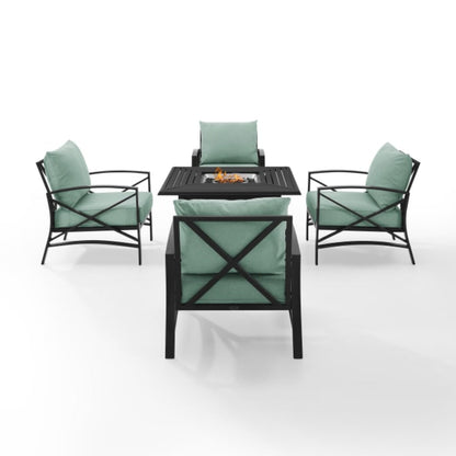 Crosley Kaplan 140 Inch 5pc Outdoor Metal Conversation Set W/Fire Table - KO60035BZ