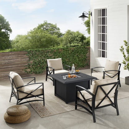 Crosley Kaplan 140 Inch 5pc Outdoor Metal Conversation Set W/Fire Table - KO60035BZ