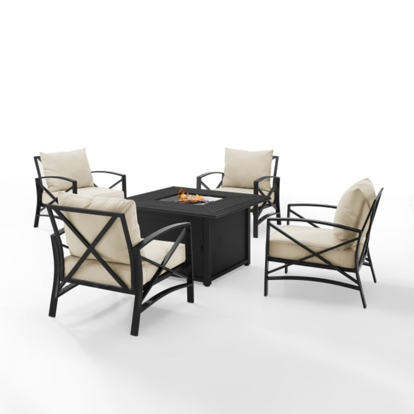 Crosley Kaplan 140 Inch 5pc Outdoor Metal Conversation Set W/Fire Table - KO60035BZ